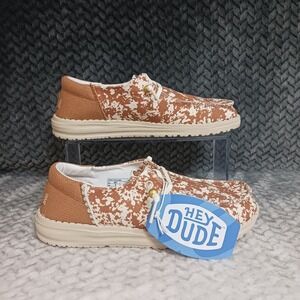 Hey Dude Women's Wendy Funk Animal Casual Slip-on Shoes Tan Multi Cow Print Sz 7